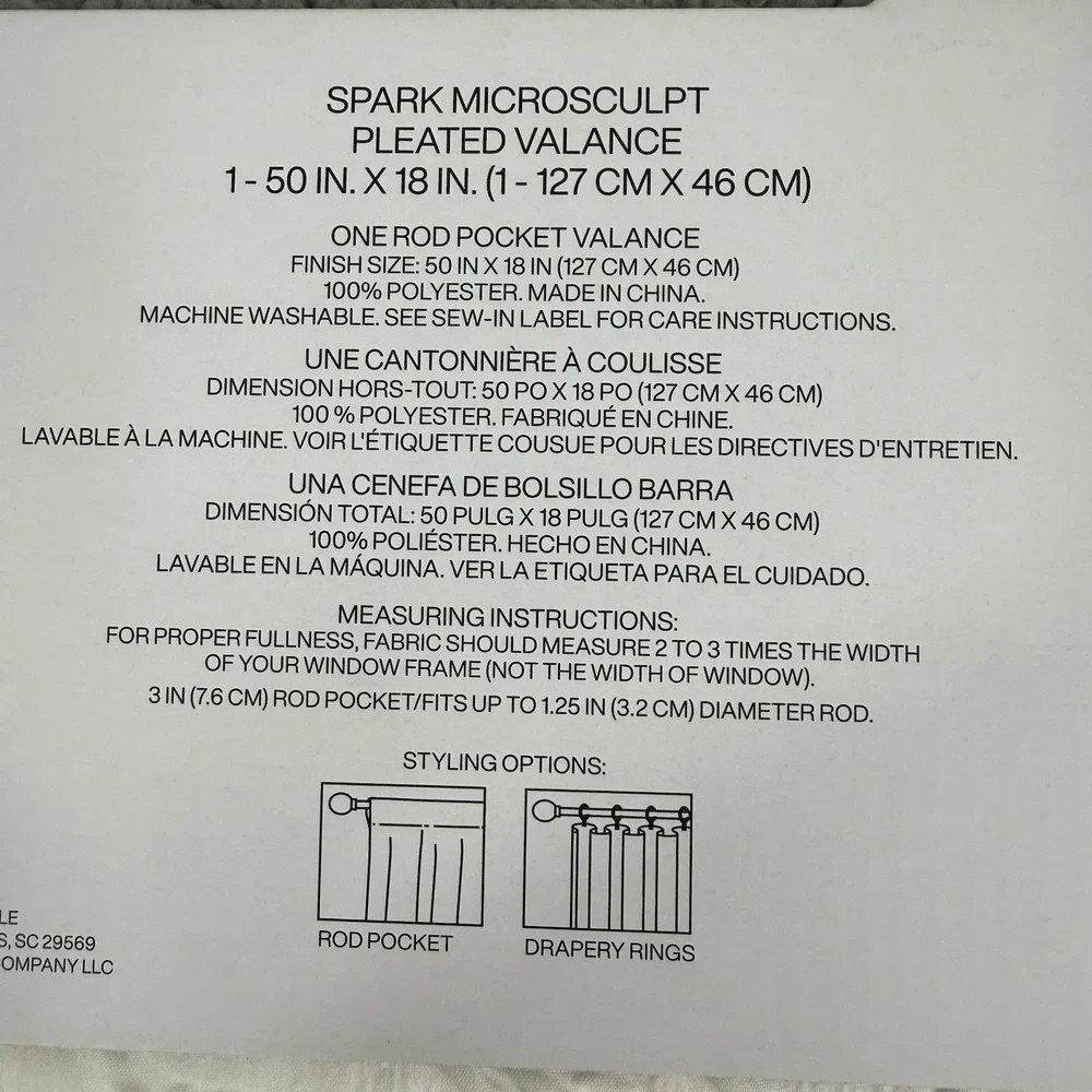 DKNY Spark Microsculpt Pleated Valance‎ White Light Filtering 50